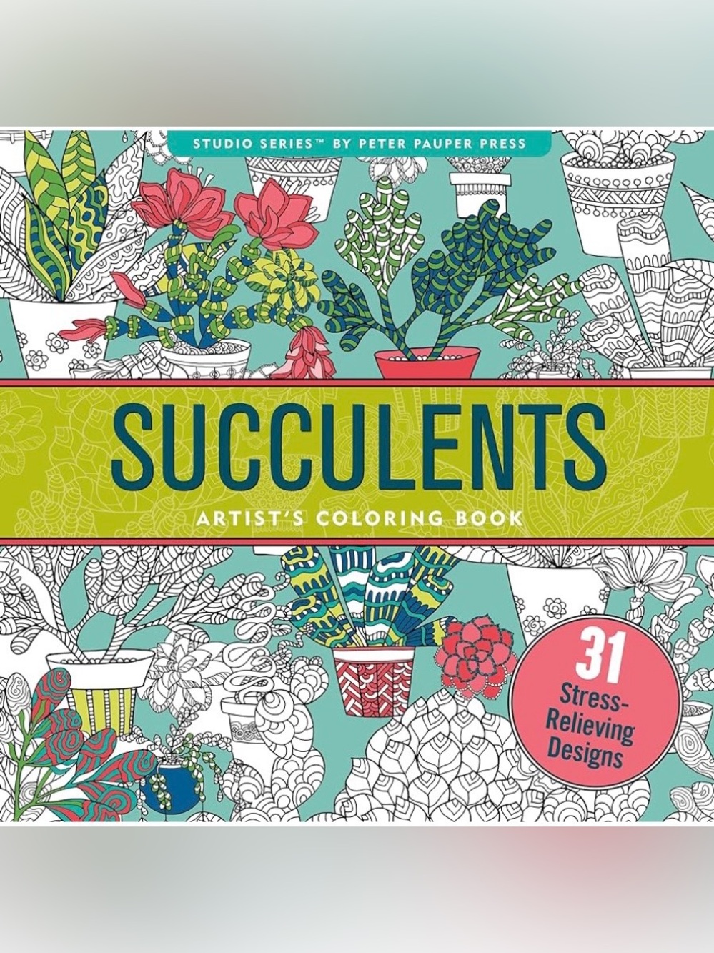 Succulents Artist's Coloring Book & Box of Colored Pencils NEW